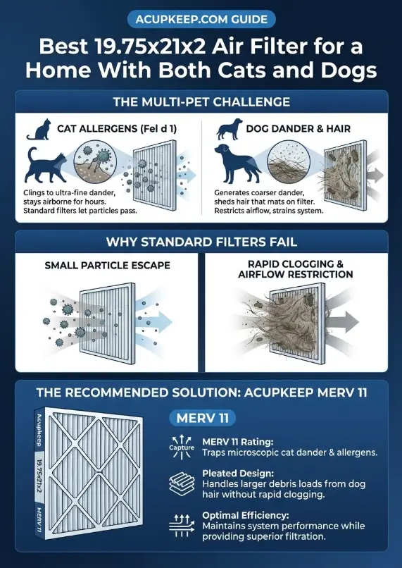 Infographic to "Best 19.75x21x2 Air Filter for a Home With Both Cats and Dogs"